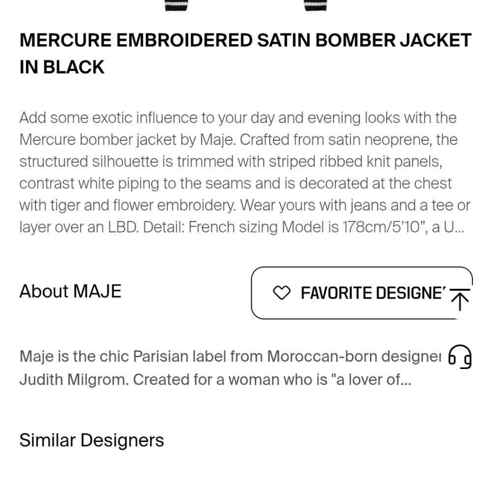 MAJE Mercure Embroidered Satin Bomber Jacket Size 38/ 2 / XS - Picture 12 of 13